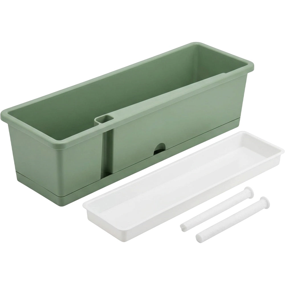 Kgpxf Self-Watering Window Planter 24 in Sage Green - Product view
